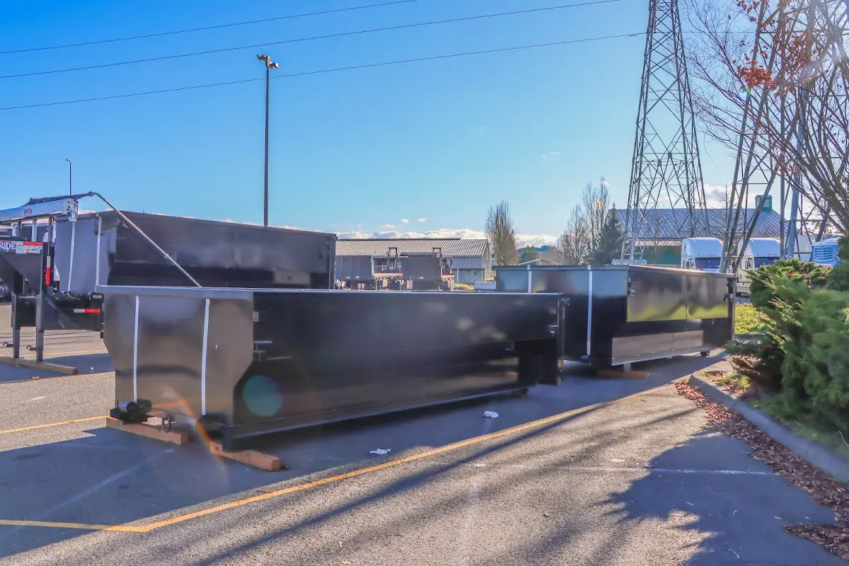 Roll-off dumpster ready for waste disposal at job site for 12 Yard Dumpster Rental in La Follette